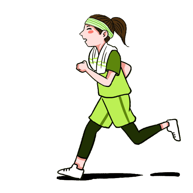 体育秋季晨跑跑步跑锻炼的女孩绿色gif图素材