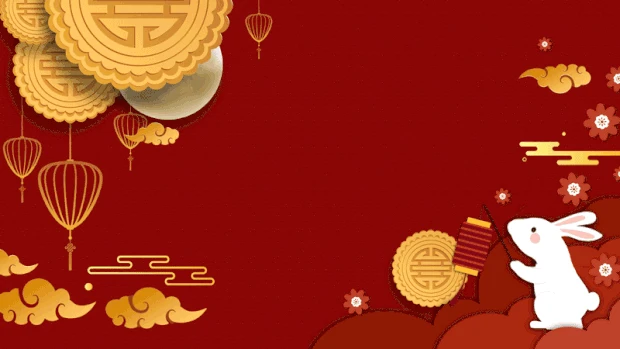 中秋节中秋红色中国风玉兔提灯笼剪纸视频背景gif图素材