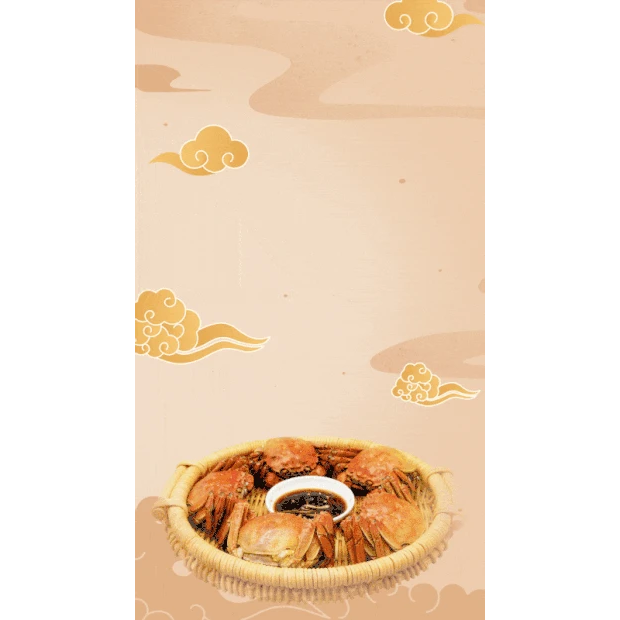秋天螃蟹中国风美食大闸蟹吃蟹实景竖版视频背景海报gif图素材