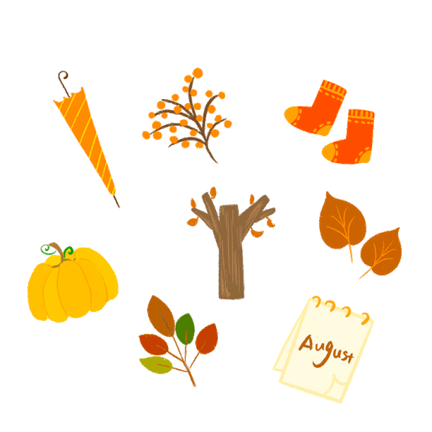 秋天树木果实树木叶子贴纸套图卡通gif图素材