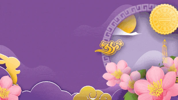 中秋节中秋紫色剪纸花朵视频背景gif图素材