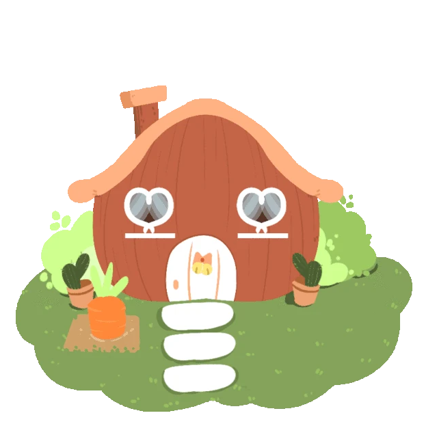 小木屋蘑菇花草儿童童话场景房子gif图素材