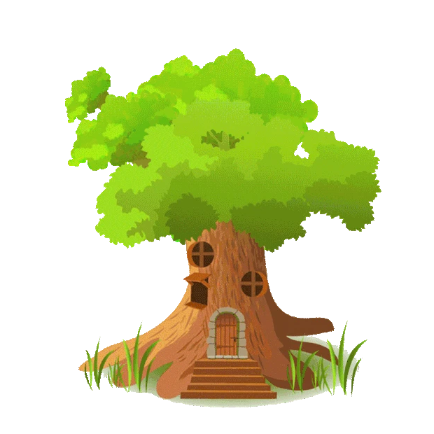 森林童话木屋树屋小屋卡通绿色gif图素材