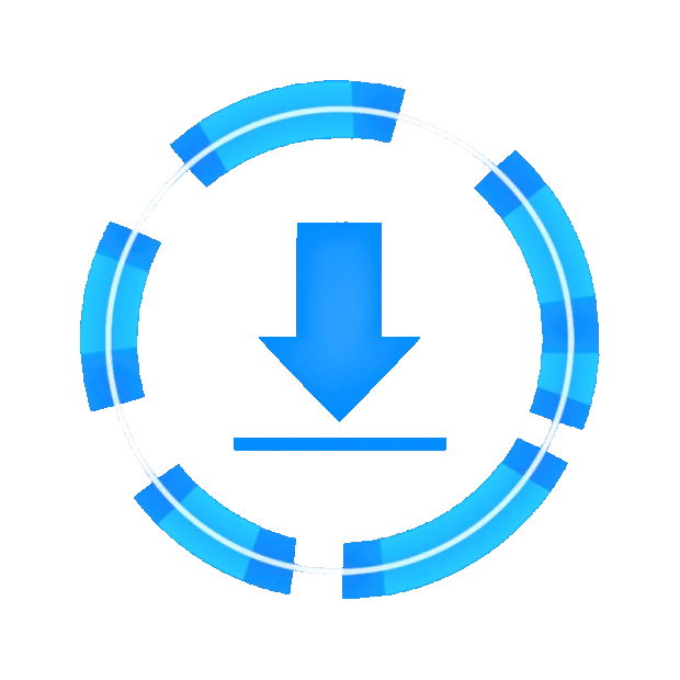 蓝色圆形科技下载按钮gif图素材