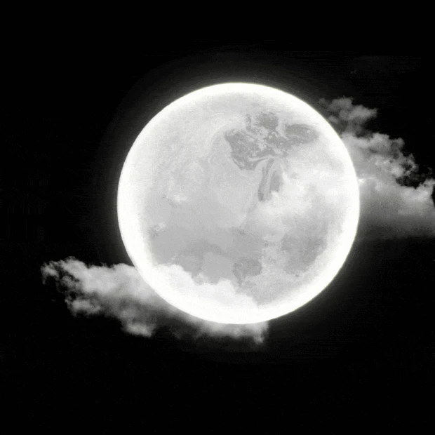 发光圆月月亮云朵白色gif图素材