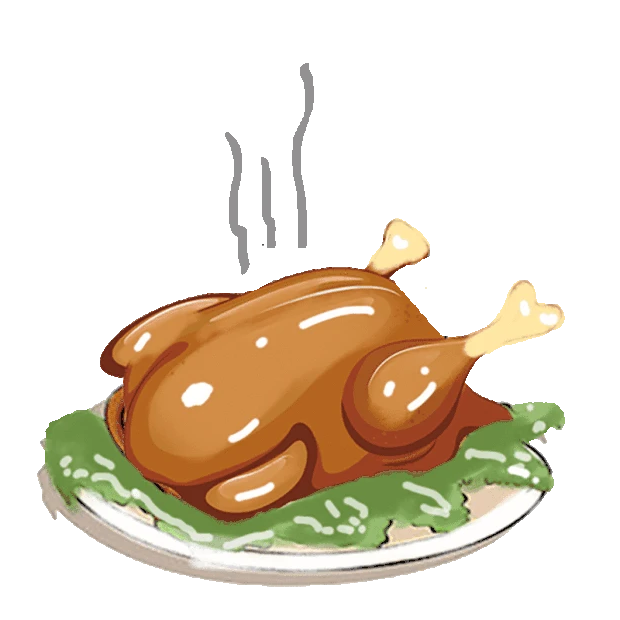 一碟香喷喷的烤鸡美食食物gif图素材