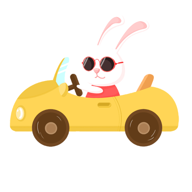 开小汽车的兔子交通工具开车拟人gif图素材