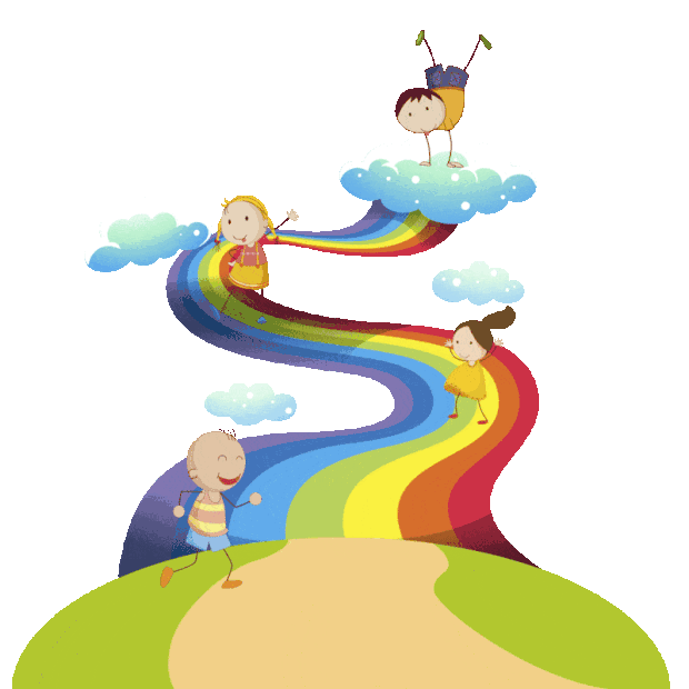 儿童欢乐彩虹滑梯孩子gif图素材