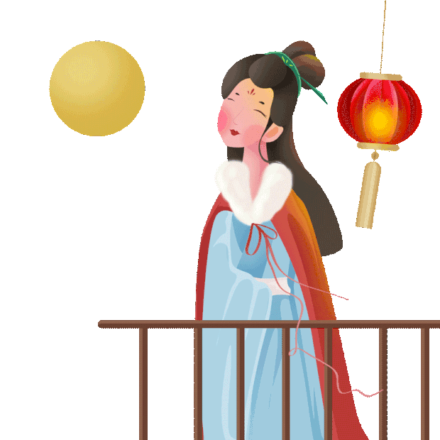 中秋中秋节女子少女夜晚赏月中国风gif图素材