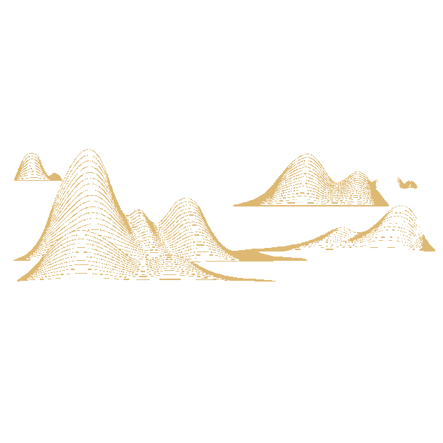 中式金色线条山水gif图素材