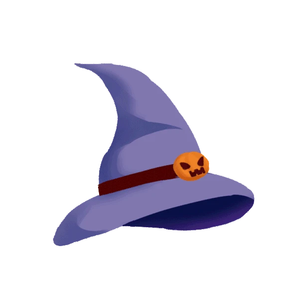 万圣节万圣南瓜巫女帽子巫师帽魔法帽装饰紫色gif图素材
