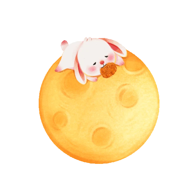 中秋节中秋玉兔吃月饼兔子可爱月球gif图素材