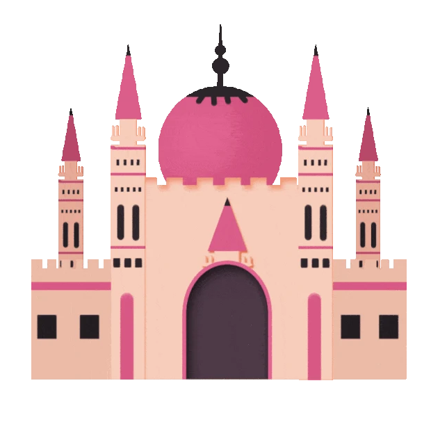 魔法城堡粉色童话建筑gif图素材