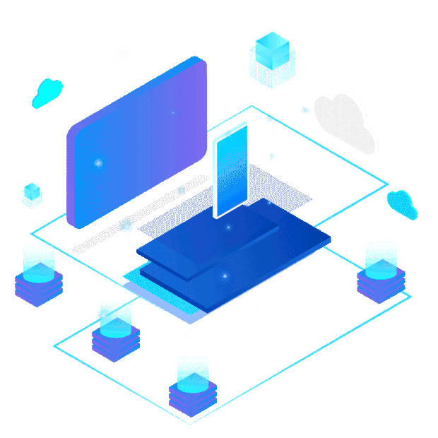 商务办公信息网络云端立体2.5D科技感蓝色gif图素材