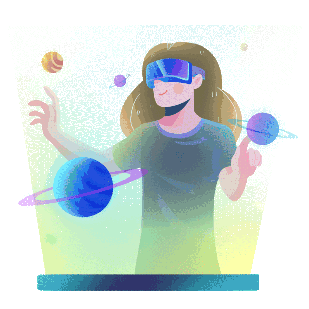 VR体验眼镜虚拟现实科技未来女孩gif图素材