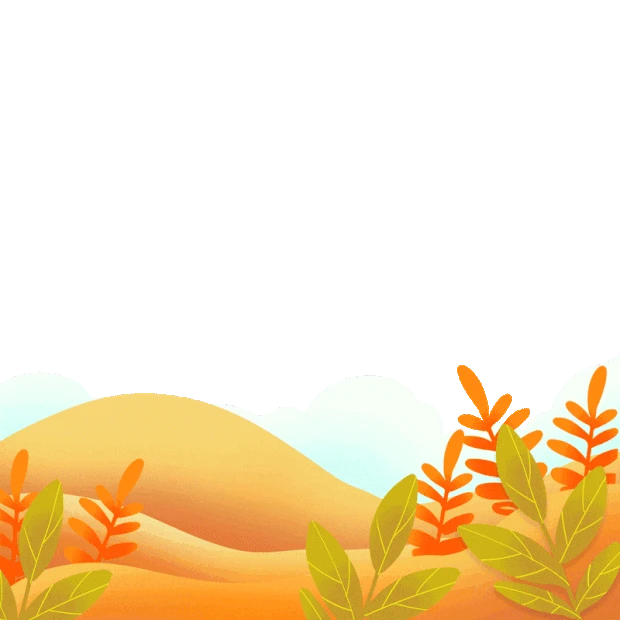 秋季秋季树叶山川云朵风景剪纸底边gif图素材