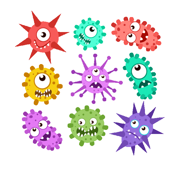 病毒细菌微生物卡通形象gif图素材