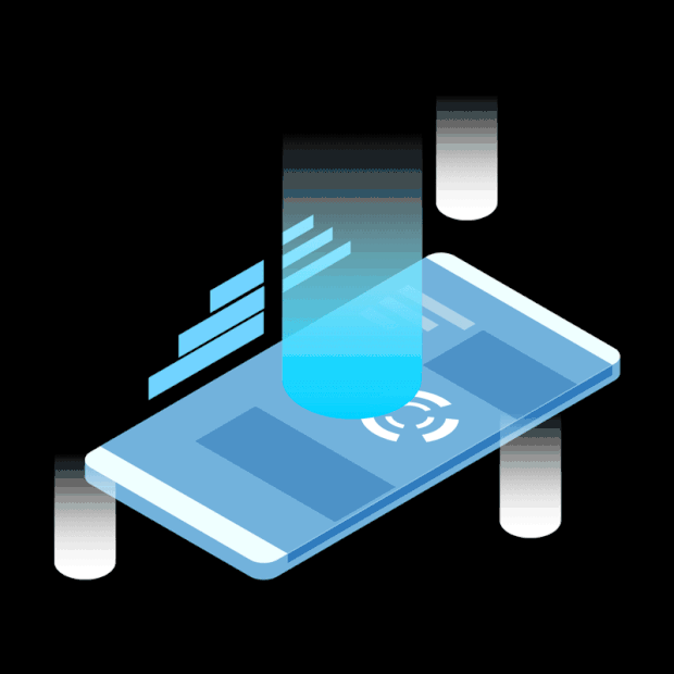 智能手机网络信息科技立体2.5D手机蓝色gif图素材