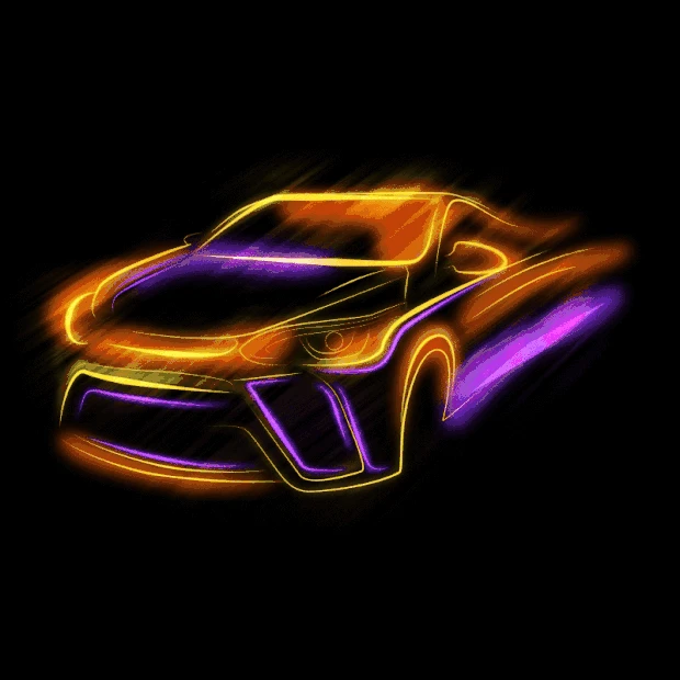 黄紫色酷炫汽车流动光线光效gif图素材