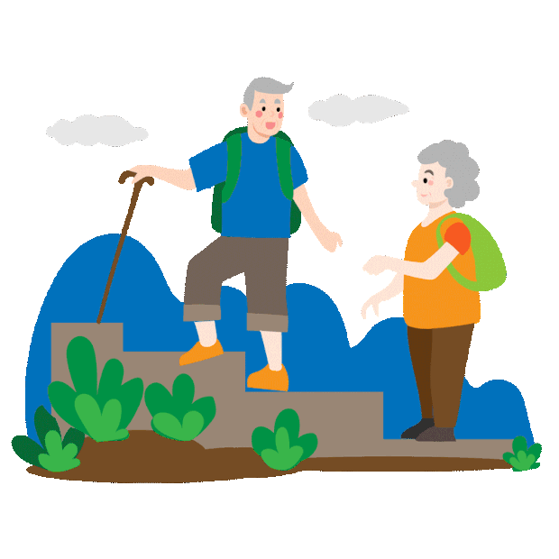 重阳节重阳老年生活老年人爬山运动锻炼登高望远gif图素材