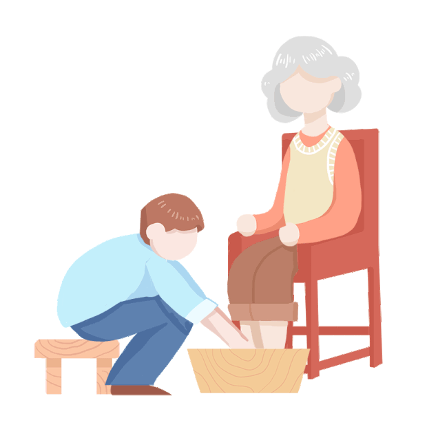 重阳重阳节洗脚孝敬奶奶男孩gif图素材