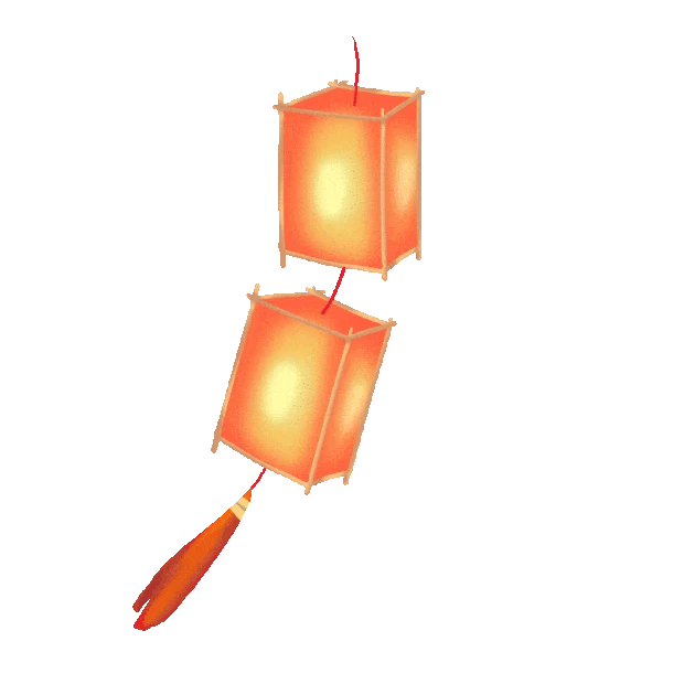 中国风复古立体方形灯笼挂饰红色gif图素材