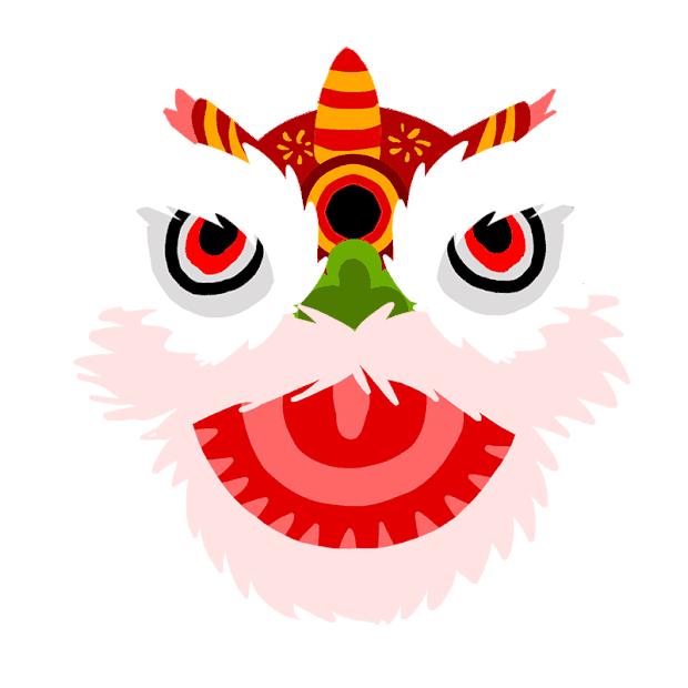 春节过年舞狮狮子头摇头晃脑眨眼睛中国风gif图素材