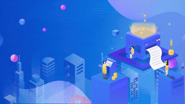 商务办公金融理财工作城市立体2.5D感蓝色视频背景gif图素材