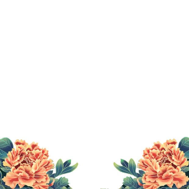 国潮描金牡丹花花朵植物底边gif图素材