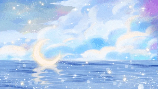 星空天空唯美云月亮水面风景视频背景gif图素材