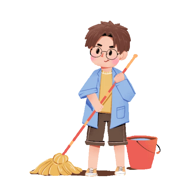 扫地打扫值日生清洁拖地小学生劳动男孩gif图素材