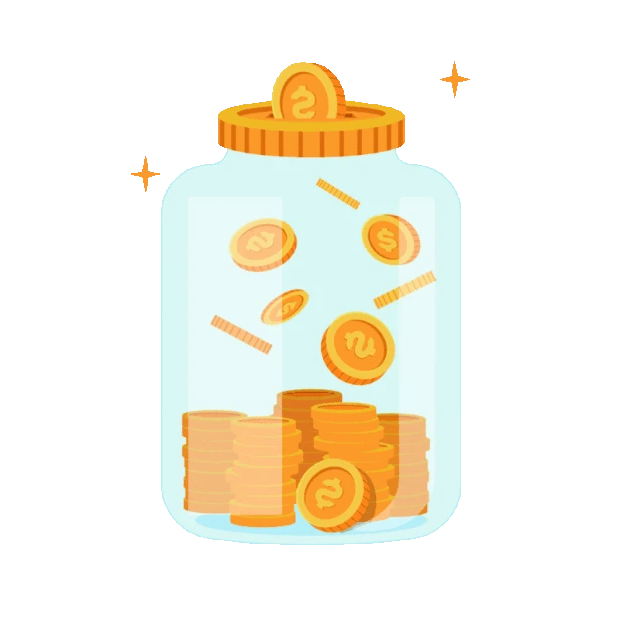透明玻璃罐存钱金融理财gif图素材