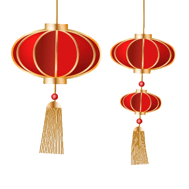 中国风新年立体剪纸红灯笼吊饰挂饰红色gif图素材元旦