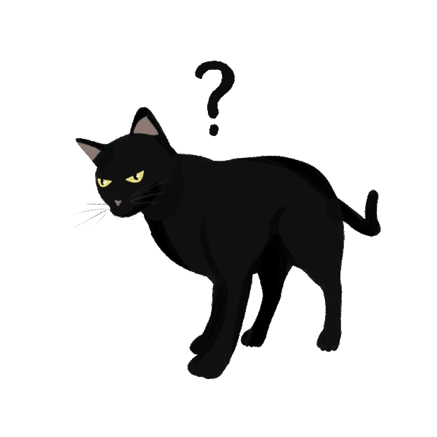 万圣节黑猫可爱疑惑迷茫茫然问号动物gif图素材
