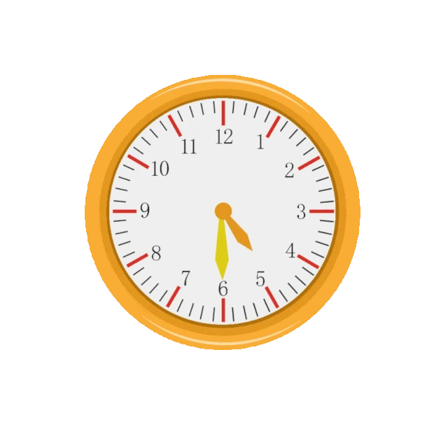 时钟钟表圆盘时间指针转动黄色时刻gif图素材