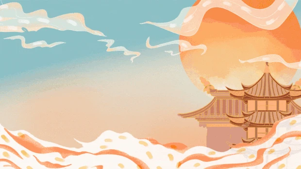 古建筑国潮中国风景色云纹蓝天白云视频背景gif图素材