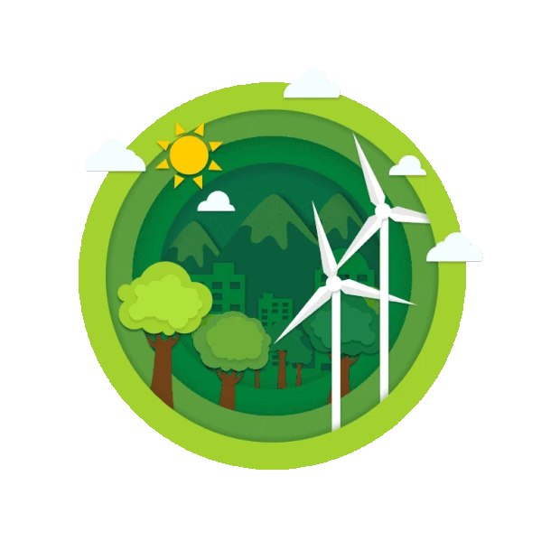 绿色环保剪纸风风力发电生态环境gif图素材
