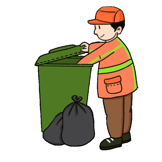 环保环卫工人清理垃圾劳动者清道夫打扫清洁垃圾袋垃圾桶gif图素材
