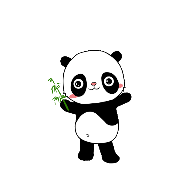 拿着竹子的熊猫可爱动物gif图素材