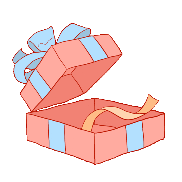 打开的粉红色彩色礼盒礼物盒gif图素材