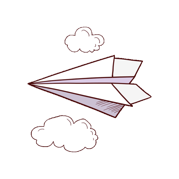 纸飞机云朵白云飞简笔画白色gif图素材