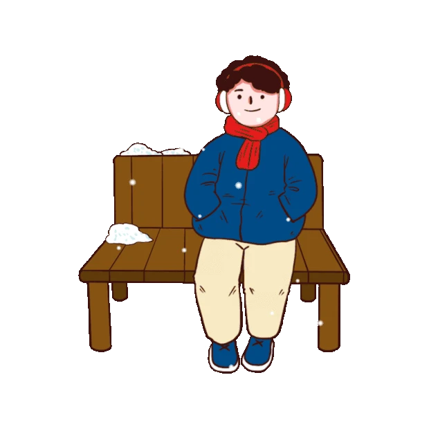 冬天赏雪景的男孩寒冷彩色gif图素材
