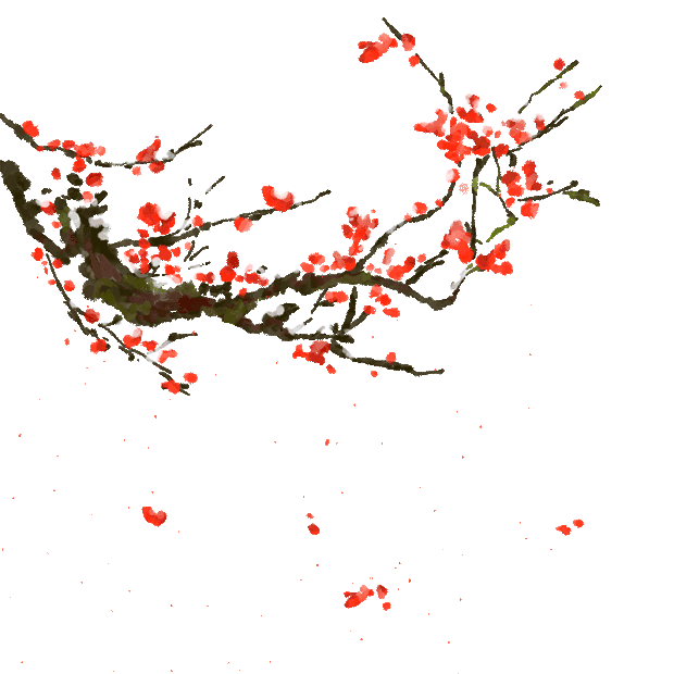 冬天下雪腊梅梅花飘落中国风红色gif图素材