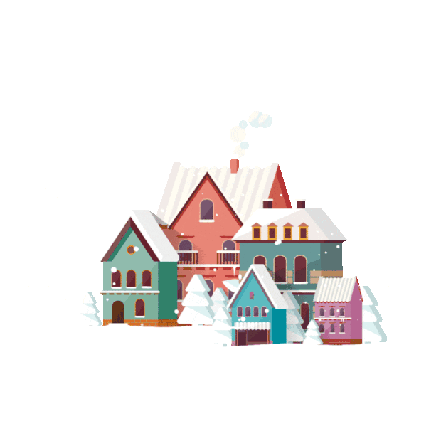 圣诞节圣诞下雪大雪平安夜北欧建筑房屋gif图素材