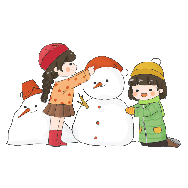 冬天立冬小孩孩子堆雪人gif图素材