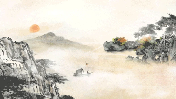山水风景水墨中国风棕色视频背景gif图素材