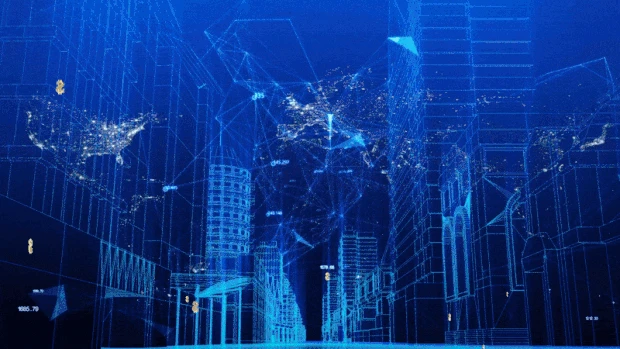 大数据未来科技城市视频背景科技感蓝色gif图素材