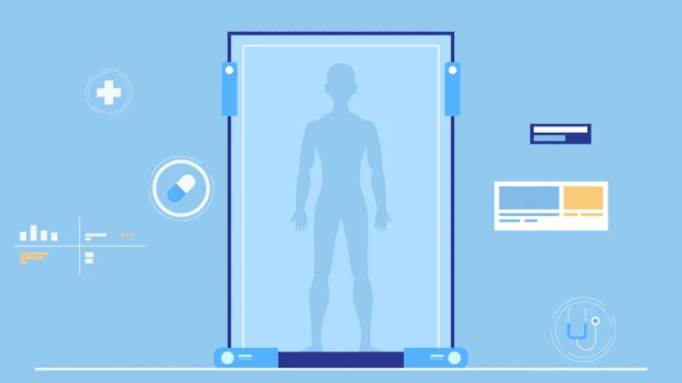 医疗医学技术科技检查身体指标体检蓝色视频背景gif图素材