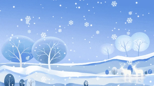 冬天雪花下雪雪地白鹿视频背景唯美蓝色gif图素材小寒大寒
