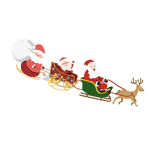 圣诞节圣诞老人驾麋鹿雪橇送礼物gif图素材